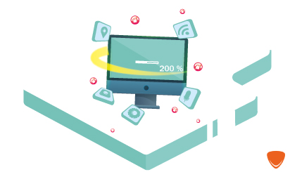 Navegação e pc mais rápido do que 200%.