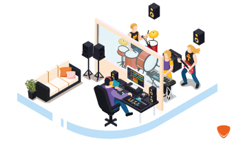 Mixagem avançada de áudio e surround