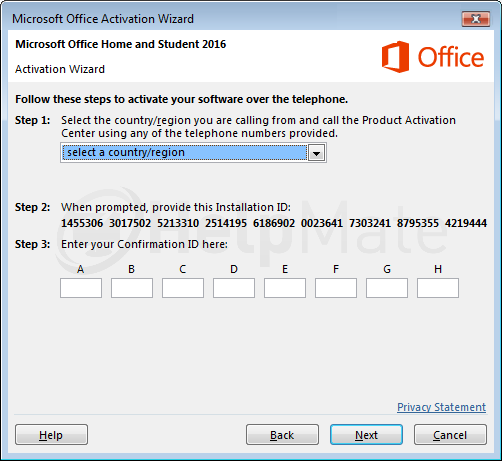 Office 2016 Online activation